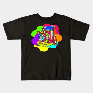 Neon Hippy 80s 90s Costume Retro Vintage Kids T-Shirt